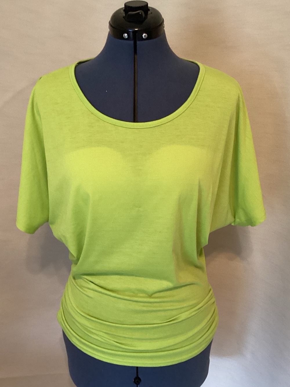 Amazon Women's Short Sleeve Scoop Neck Top in Lime Green